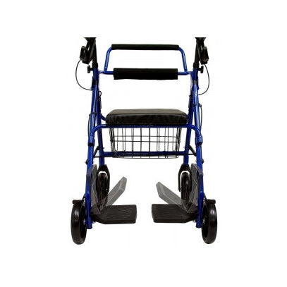 Karman R-4602-T Rollator and Transport Combo w/Flip-up Footplate and Padded Seat in Blue