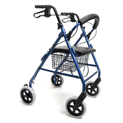 Karman R-4608 Lightweight Rollator w/Large 8" Casters and Padded Seat in Blue