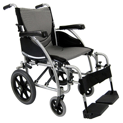 Karman S-Ergo 115 16" Ergonomic Transport Wheelchair w/Swing Away Footrest in Silver