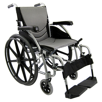 Karman S-Ergo 115 16" Ultra Lightweight Ergonomic Wheelchair w/Swing Away Footrest and Mag Wheels in Silver