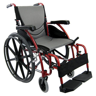 Karman S-Ergo 115 18" Ultra Lightweight Ergonomic Wheelchair w/Swing Away Footrest and Mag Wheels in Red