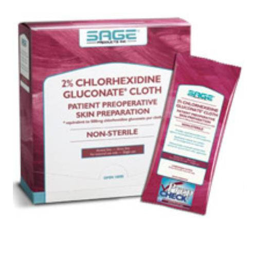 Sage Products 2% Chlorhexidine Gluconate Cloth, 7-1/2in x 7-1/2in (9705)