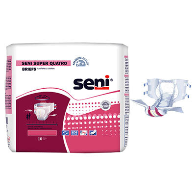 TZMO Seni Super Quatro Brief, Severe Absorbency, Regular (S-RE10-BQ1)