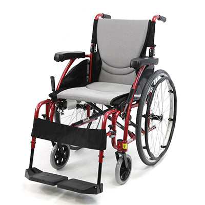 Karman S-Ergo 115 18" Ultra Lightweight Ergonomic Wheelchair w/Swing Away Footrest and Quick Release Wheels in Red